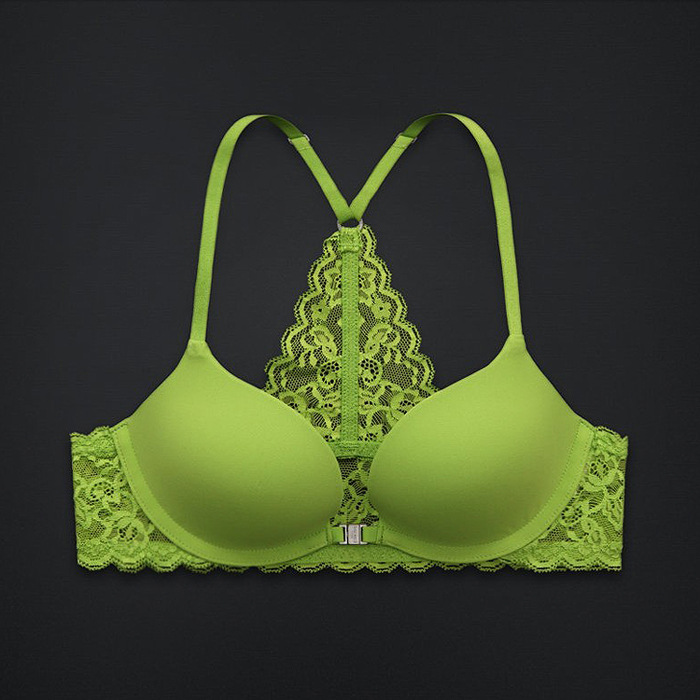 包邮欧美bra挂脖<em>前扣文胸</em>套装Y型美背女内衣裤