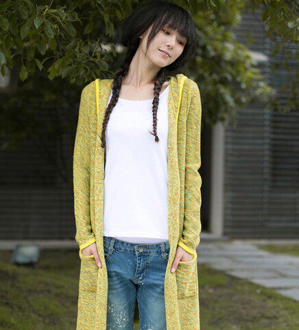 2014春装新款女装长款大码<em>纯棉加厚</em>带帽<em>针织</em>