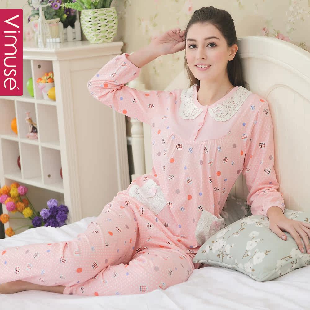 秋季<em>中年</em>夫妻情侣<em>睡衣</em>女士<em>春秋款</em>纯棉家居服男