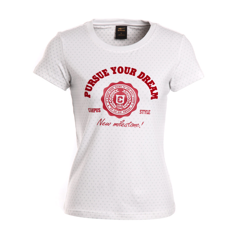 <em>鸿星尔克</em>erke<em>女款</em>休闲时尚舒适百搭圆领短袖t