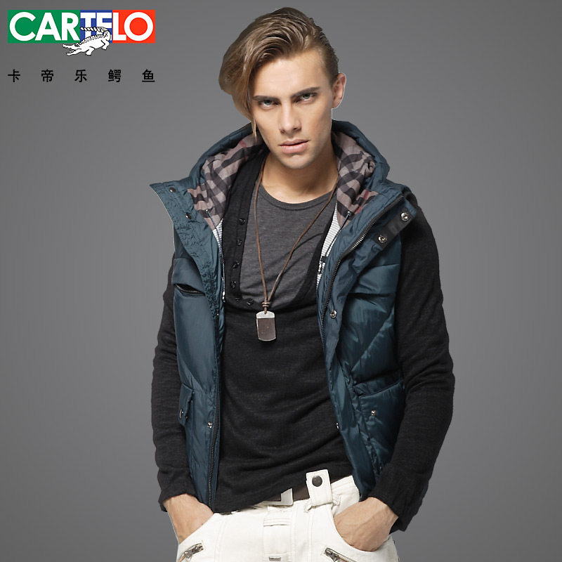 卡帝乐鳄鱼cartelo<em>男士连帽羽绒马甲</em>背心外套羽