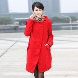 专柜正品2012秋冬装 新款女装 显气质高档长款羊毛呢大衣 三彩款