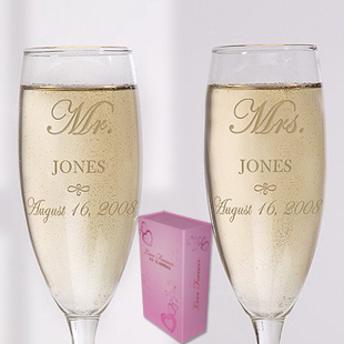 不二礼坊 个性定制情侣水晶杯 创意结婚礼物周年纪念时尚